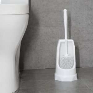 Round Brush and Toilet Holder - White - Jantex