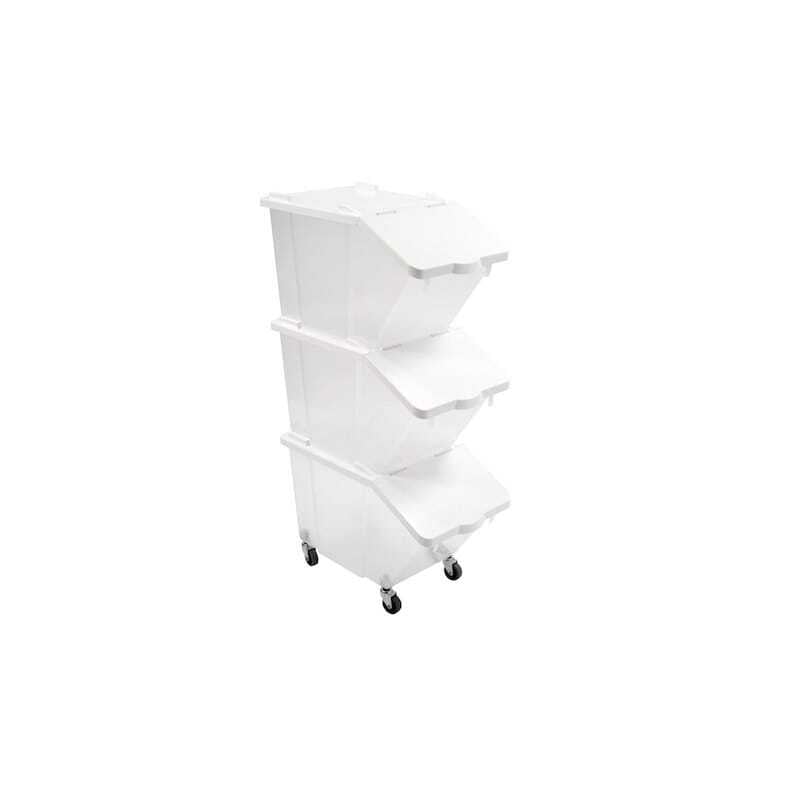Conjunto de 3 Caixas de Ingredientes 30L + Tampas + 4 Rodas
