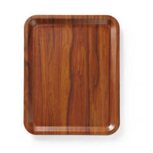 Bandeja de Serviço Retangular Antiderrapante Laminado Mogno - 460 x 360 mm - HENDI