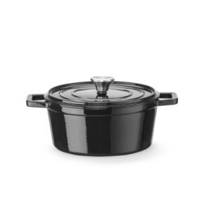 Cocotte em Ferro Fundido Esmaltado Redonda Preta - 3,7 L - HENDI