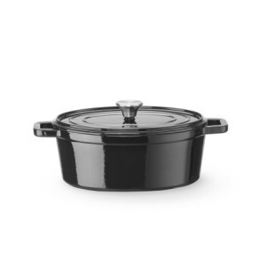 Cocotte em Ferro Fundido Esmaltado Oval Preto - 4,4 L - HENDI