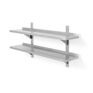Adjustable Wall Shelf 2 Levels with 2 Brackets - L 1200 x 300 mm - HENDI