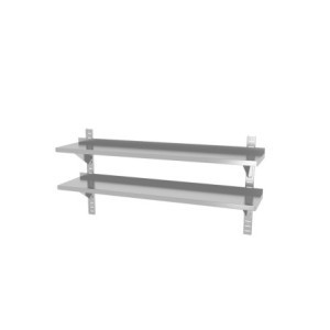 Étagère Murale Réglable 2 Niveaux avec 2 Supports - L 1400 x 300 mm - HENDI