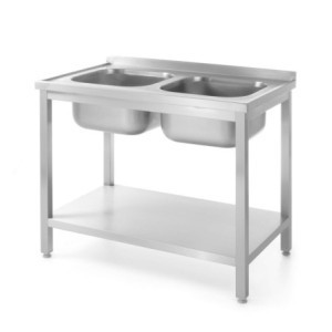 Plonge 2 Bacs Profi Line com Prateleira - P 600 x L 1000 mm - HENDI