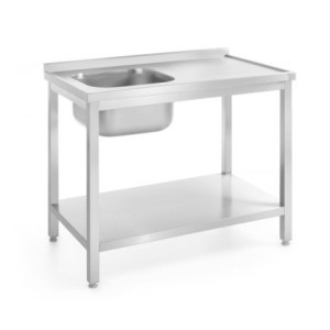 Plonge 1 Basin on the Left Profi Line with Shelf - D 600 x W 1000 mm - HENDI