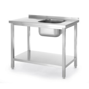 Plonge 1 Bac à Esquerda Kitchen Line com Prateleira - P 600 x L 1000 mm - HENDI