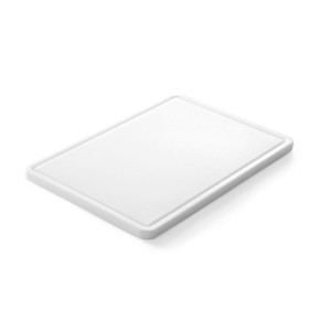 Tábua de Corte com Sulco 355 x 250 mm - Branco - HENDI
