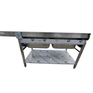 Plonge 2 Bacs com Passagem Lava-Louças e Escorredor à Direita - 2000 x 700 mm