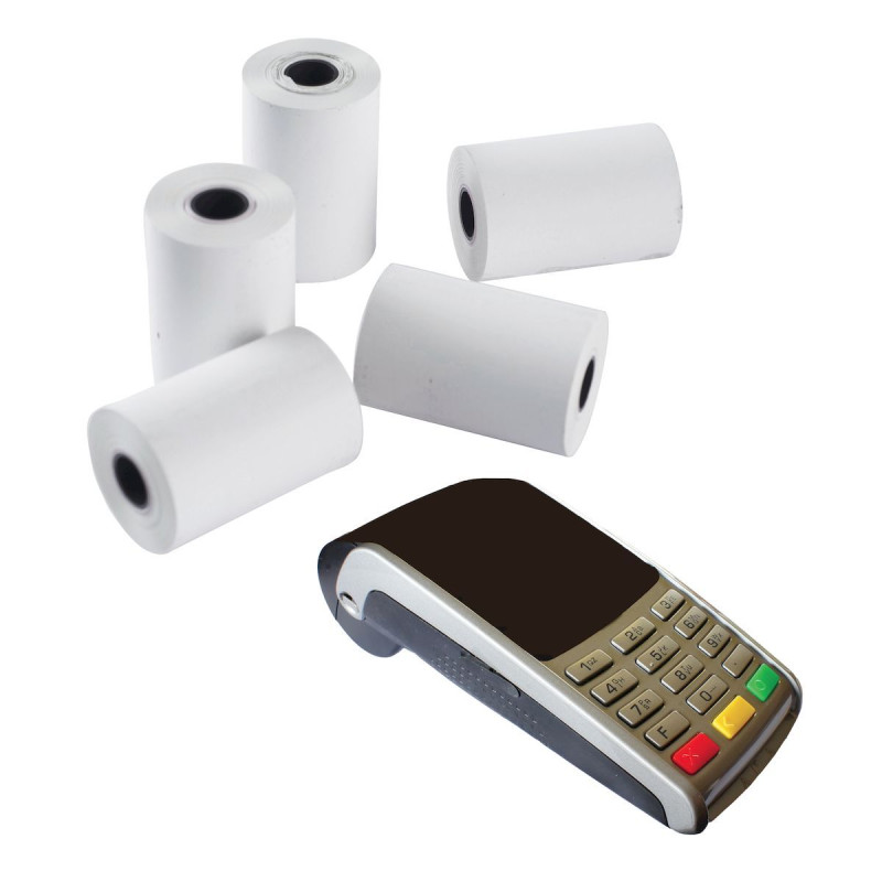 Rolo de Papel Térmico para TPA Cartões Bancários - 57 x 60 mm - Pacote com 10