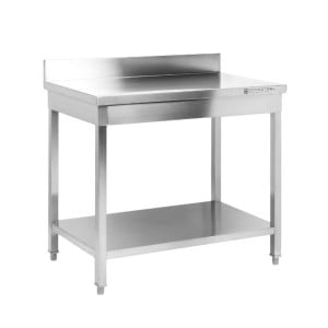 Dynasteel Stainless Steel Table with Backsplash and Shelf - Robust and functional