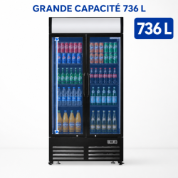 Vitrine de Bebidas 736 L 2 Portas de Vidro 2-8 °C R290