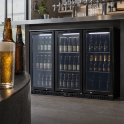 Bar Traseiro Refrigerado 328 L 3 Portas de Vidro Preto