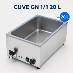 Bain-Marie Pro GN 1/1 20 L 1200 W Inox com Drenagem