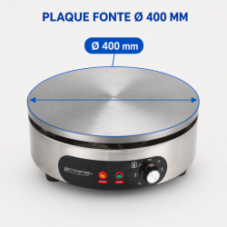 Crêpière Électrique Pro Ø 400 mm 3000 W — Placa de Ferro Fundido