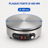 Crêpière Électrique Pro Ø 400 mm 3000 W — Placa de Ferro Fundido