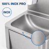Lava-Mãos Inox Comando Femoral com Espaldar e Sabão