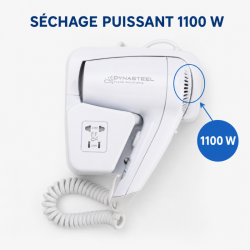 Secador de Cabelo de Parede 1100 W Branco — Hotel & Spa