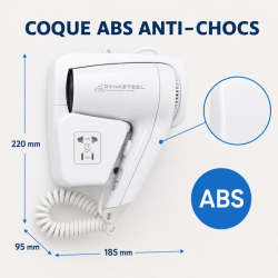 Secador de Cabelo de Parede 1100 W Branco — Hotel & Spa