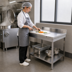 Mesa Inox 1000x600 mm Borda e Prateleira Inferior