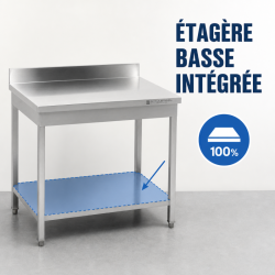 Mesa Inox 1000x600 mm Borda e Prateleira Inferior