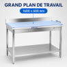 Mesa Inox 1600x600 mm Borda e Prateleira Inferior