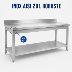 Mesa Inox 1600x600 mm Borda e Prateleira Inferior