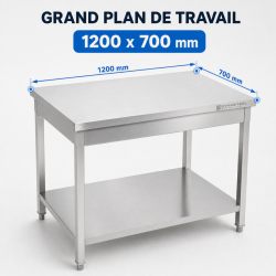 Mesa Inox 1200x700 mm com Prateleira Inferior — Pro CHR
