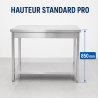 Mesa Inox 1200x700 mm com Prateleira Inferior — Pro CHR