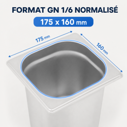 Bac Gastro GN 1/6 Inox Profundidade 200 mm - 3,4 L