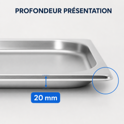 Bac Gastro GN 1/3 Inox 20 mm - Compatível com Lava-Louças