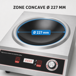 Wok à Induction Pro 3500 W Inox — Zone Concave Ø227