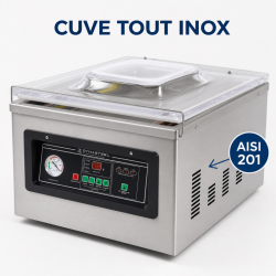 Máquina de Embalagem a Vácuo com Campânula 900 W - Soldadura 400 mm Inox