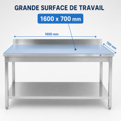 Mesa Inox 1600x700 mm Borda e Prateleira Inferior