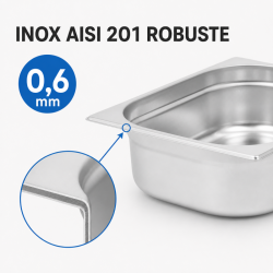 Bac Gastro GN 2/3 Inox 9 L - Profundidade 100 mm