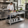 Mesa Inox 1600 x 600 mm com Prateleira Inferior — AISI 201