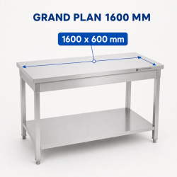 Mesa Inox 1600 x 600 mm com Prateleira Inferior — AISI 201
