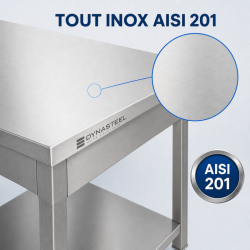 Mesa Inox 1600 x 600 mm com Prateleira Inferior — AISI 201
