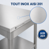 Mesa Inox 1600 x 600 mm com Prateleira Inferior — AISI 201