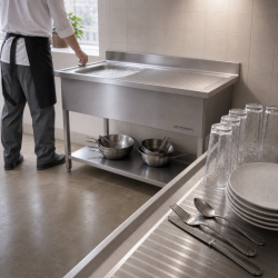 Plonge Inox 1 Bac Égouttoir Droite - L 1000 x P 600 mm