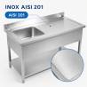 Plonge Inox 1 Cuba Escorredor Direito - L 1000 x P 600 mm