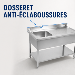 Plonge Inox 1 Cuba Escorredor Direito - L 1000 x P 600 mm