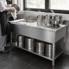 Stainless Steel Sink 1 Bowl 1200x600 mm, Right Drainer, Backsplash