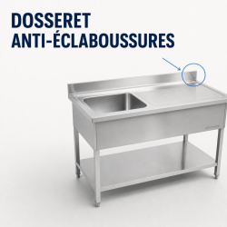 Stainless Steel Sink 1 Bowl 1200x600 mm, Right Drainer, Backsplash