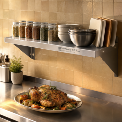 Prateleira de Parede Inox 800 x 300 mm com Borda
