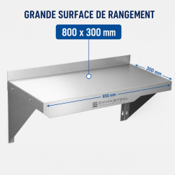 Prateleira de Parede Inox 800 x 300 mm com Borda