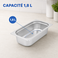 Bac Gastro GN 1/4 Inox — Profundidade 65 mm — 1,8 L
