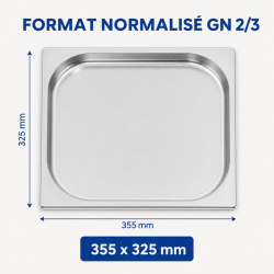 Bac Gastro GN 2/3 Inox — Profundidade 20 mm, 1,35 L