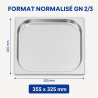 Bac Gastro GN 2/3 Inox — Profundidade 20 mm, 1,35 L