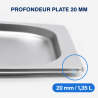 Bac Gastro GN 2/3 Inox — Profundidade 20 mm, 1,35 L
