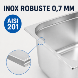 Bac Gastro GN 2/3 Inox 13 L - Profundidade 150 mm